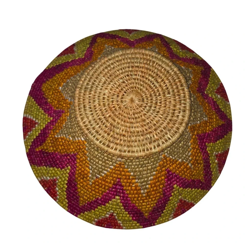 Artisan Woven Basket Bowl Colorful Boho‎ Decor Decorative Fruit Basket Bohemian
